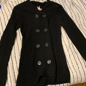 Double button down black sweater